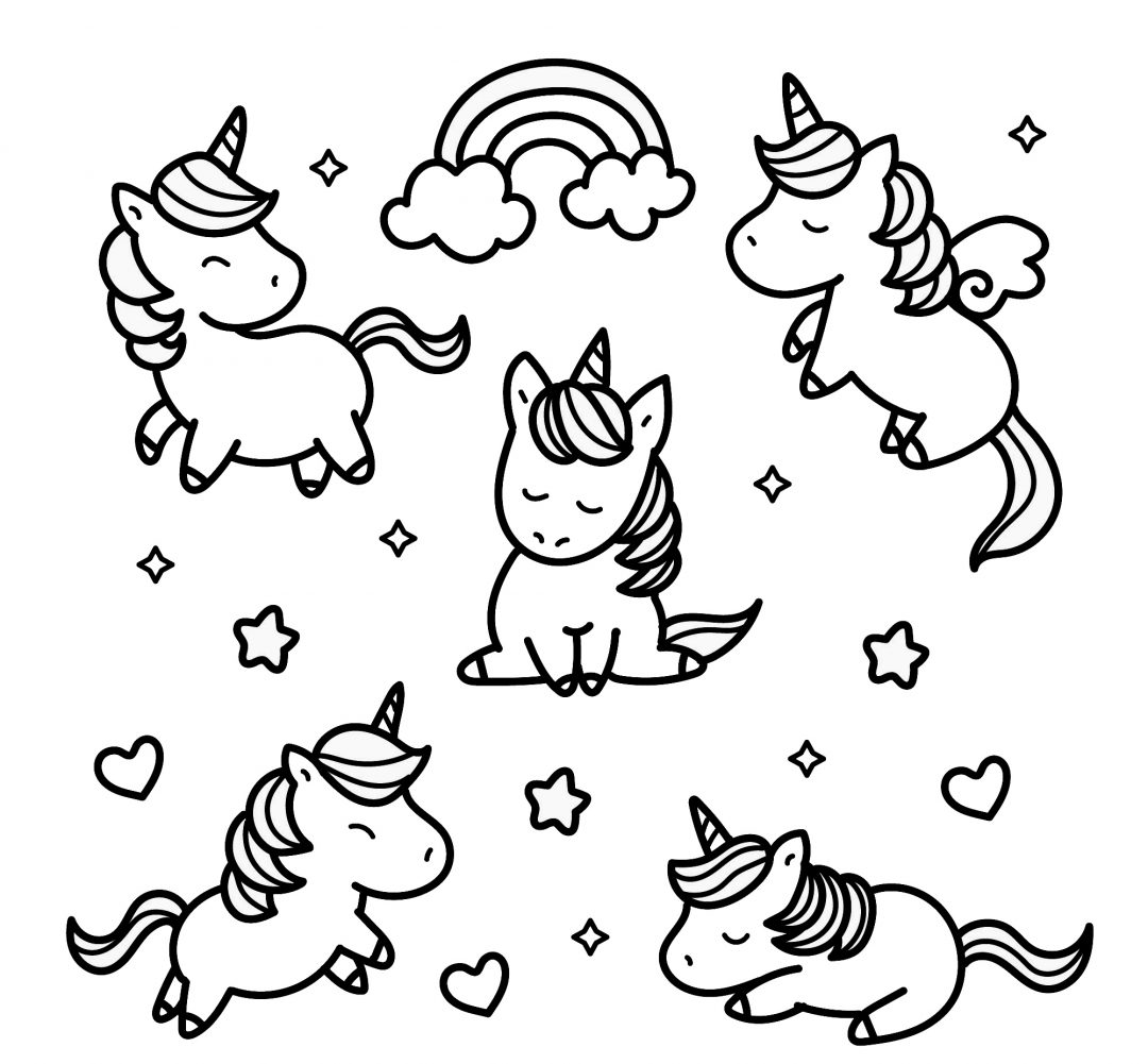 kawaii unicorn coloring pages
