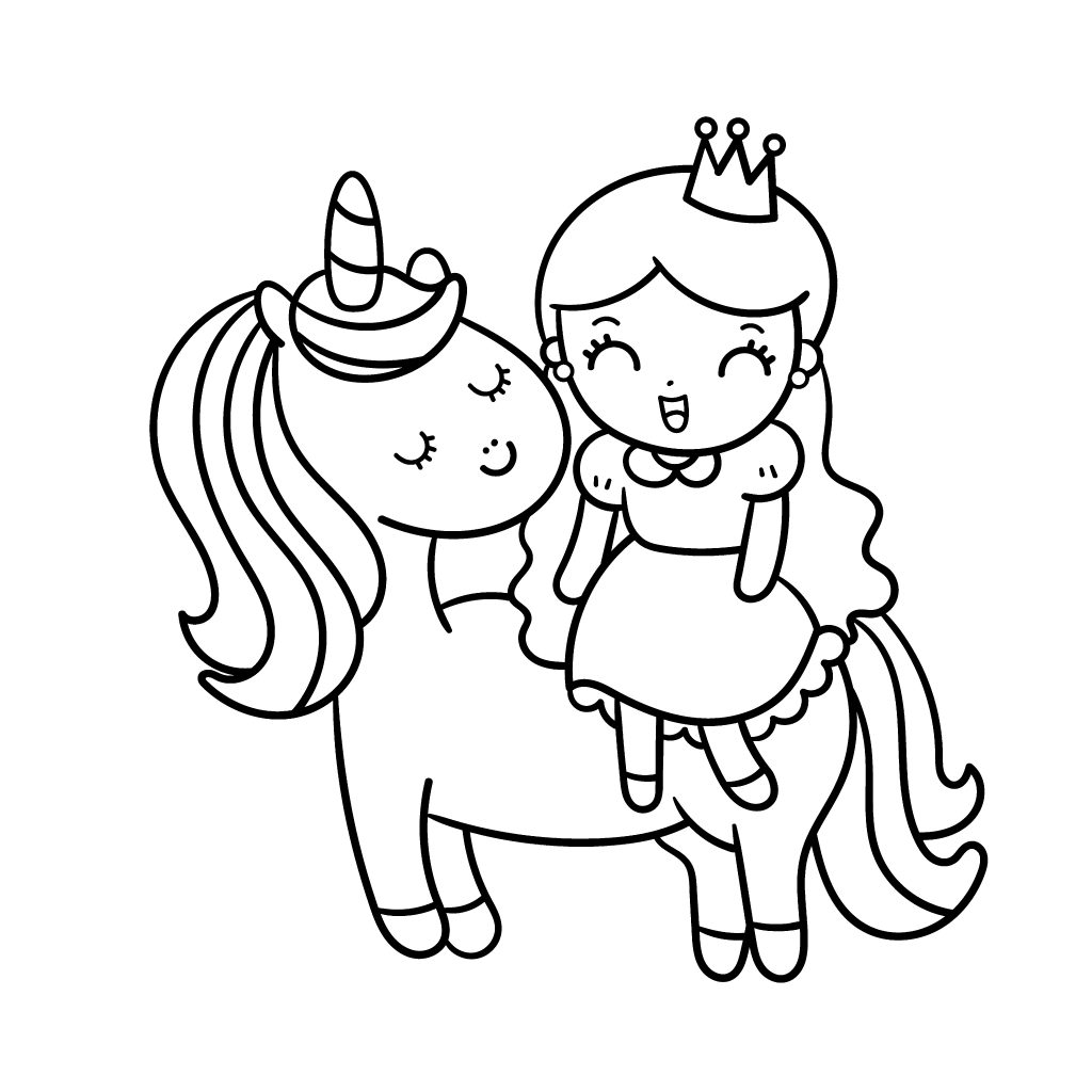 unicorn-and-princess-girl-coloring-page